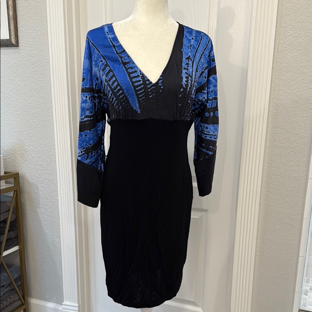 Elegant Blue and Black Women's Dress